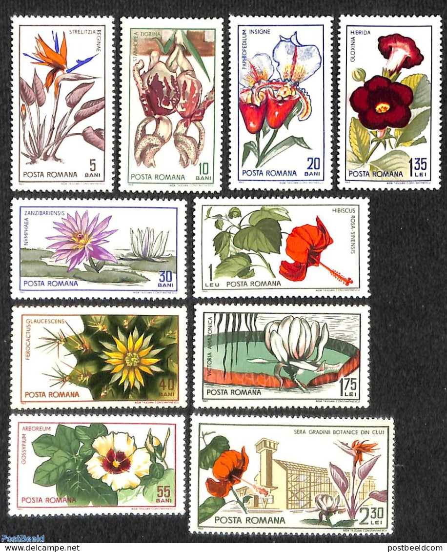 Romania 1965 Cluj Botanic Garden 10v, Mint NH, Nature - Flowers & Plants - Gardens - Unused Stamps