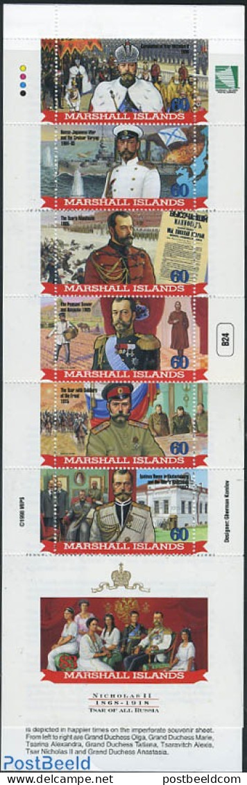 Marshall Islands 1998 Csar Nicolas II 7v In Booklet, Mint NH, History - Nature - Transport - Various - Kings & Queens .. - Familias Reales