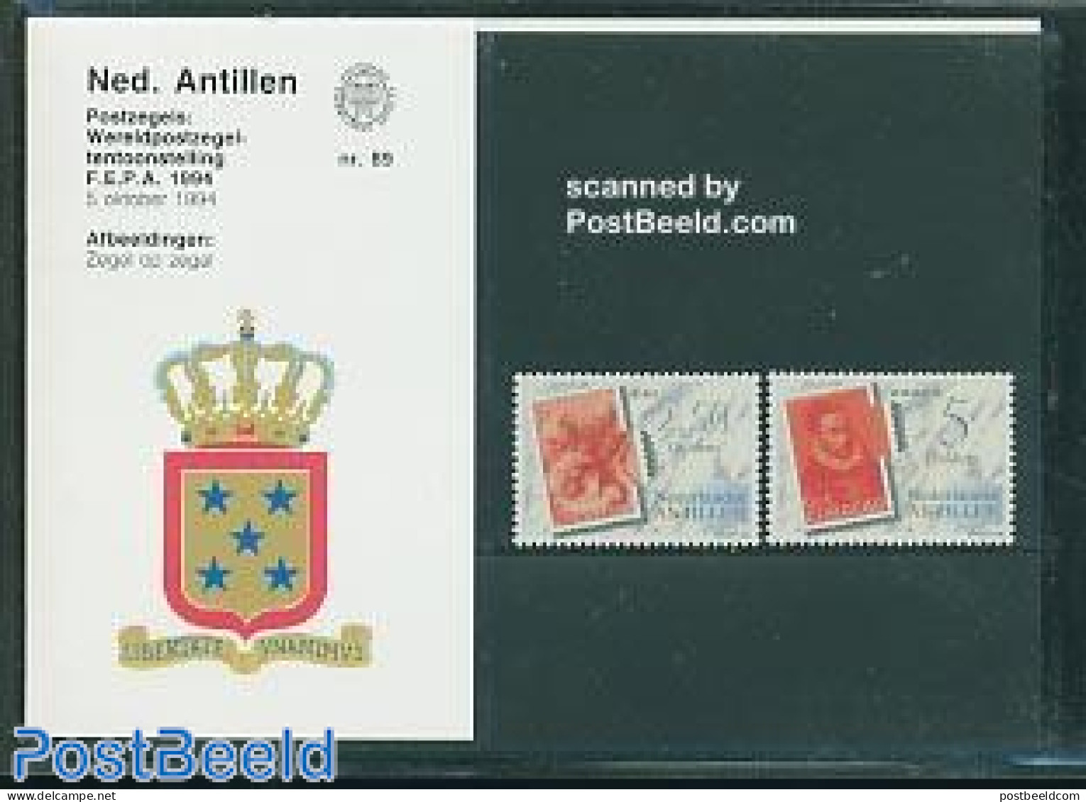 Netherlands Antilles 1994 FEPAPOST Pres Pack 89, Mint NH, Philately - Stamps On Stamps - Postzegels Op Postzegels