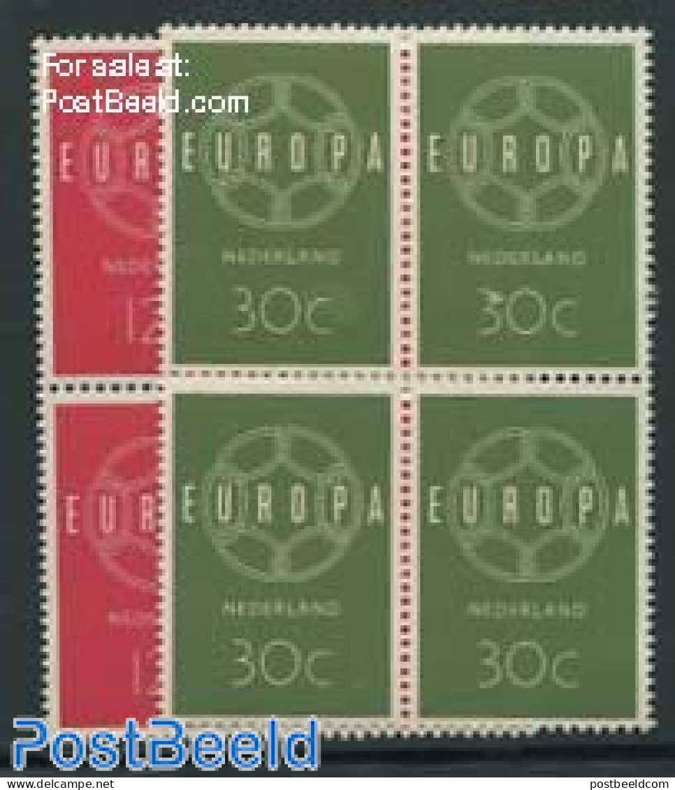 Netherlands 1959 Europa CEPT 2v Blocks Of 4 [+], Mint NH, History - Europa (cept) - Unused Stamps
