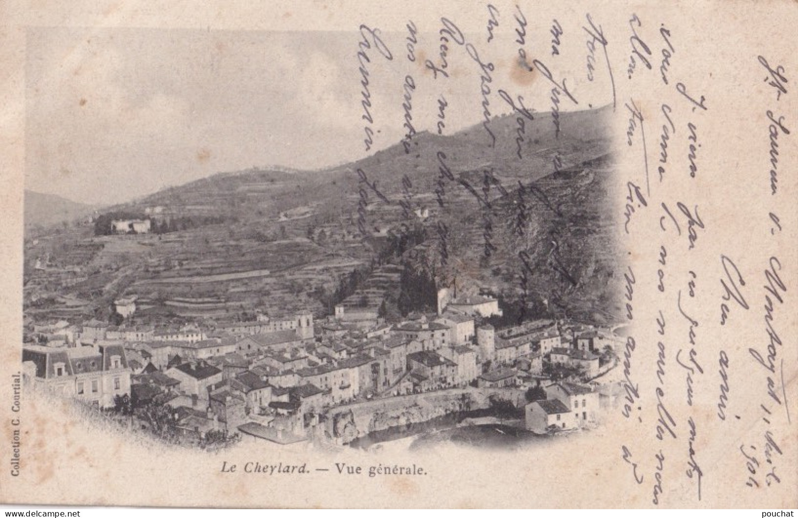 A4-07) LE CHEYLARD (ARDECHE) VUE GENERALE - 1904 - ( 2 SCANS ) - Le Cheylard