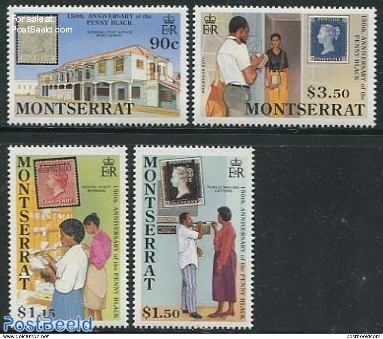 Montserrat 1990 150 Years Stamps 4v, Mint NH, Stamps On Stamps - Timbres Sur Timbres