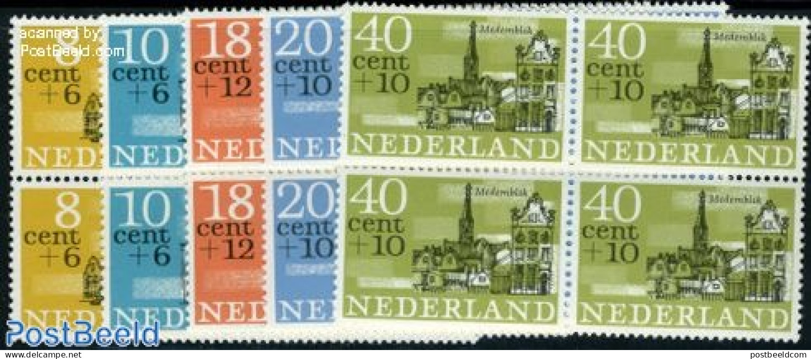 Netherlands 1965 Summer Welfare 5v, Blocks Of 4 [+], Mint NH, Art - Architecture - Neufs