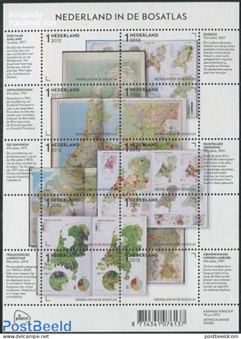 Netherlands 2012 Bosatlas 10v M/s, Mint NH, Various - Maps - Unused Stamps