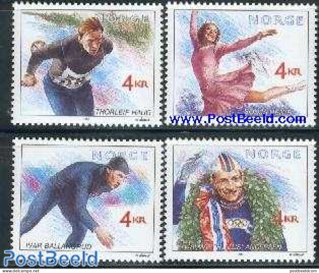 Norway 1990 Olympic WiNNERS 4V, Mint NH, Sport - Olympic Winter Games - Skating - Ungebraucht