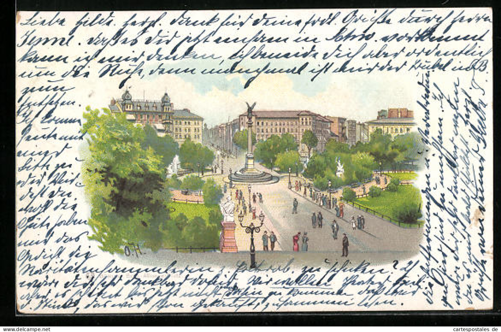 Lithographie Berlin-Kreuzberg, Belle-Alliance-Platz  - Kreuzberg