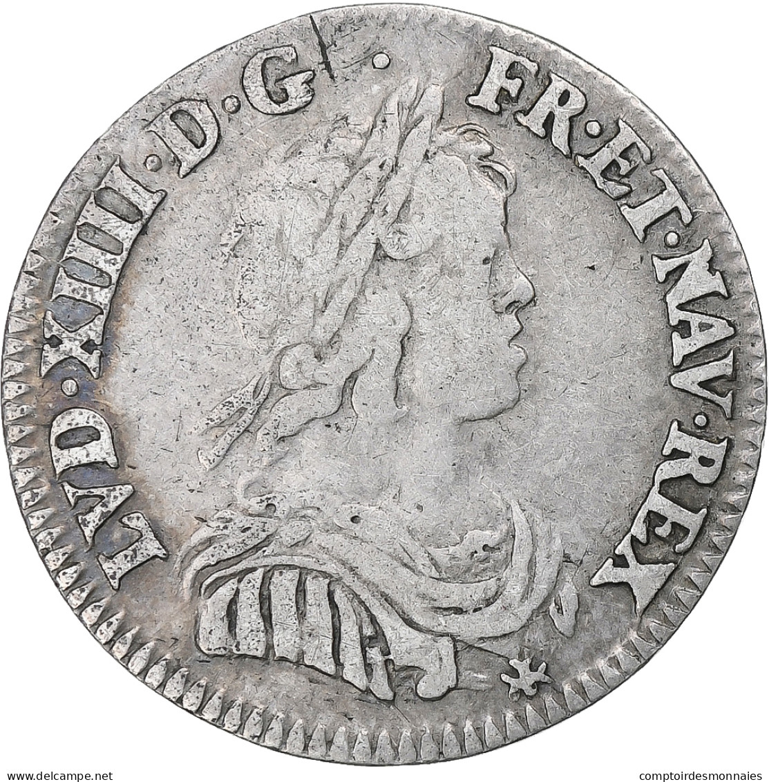 France, Louis XIV, 1/12 Ecu à La Mèche Courte, 1644, Paris, Argent, TB+ - 1643-1715 Ludwig XIV.