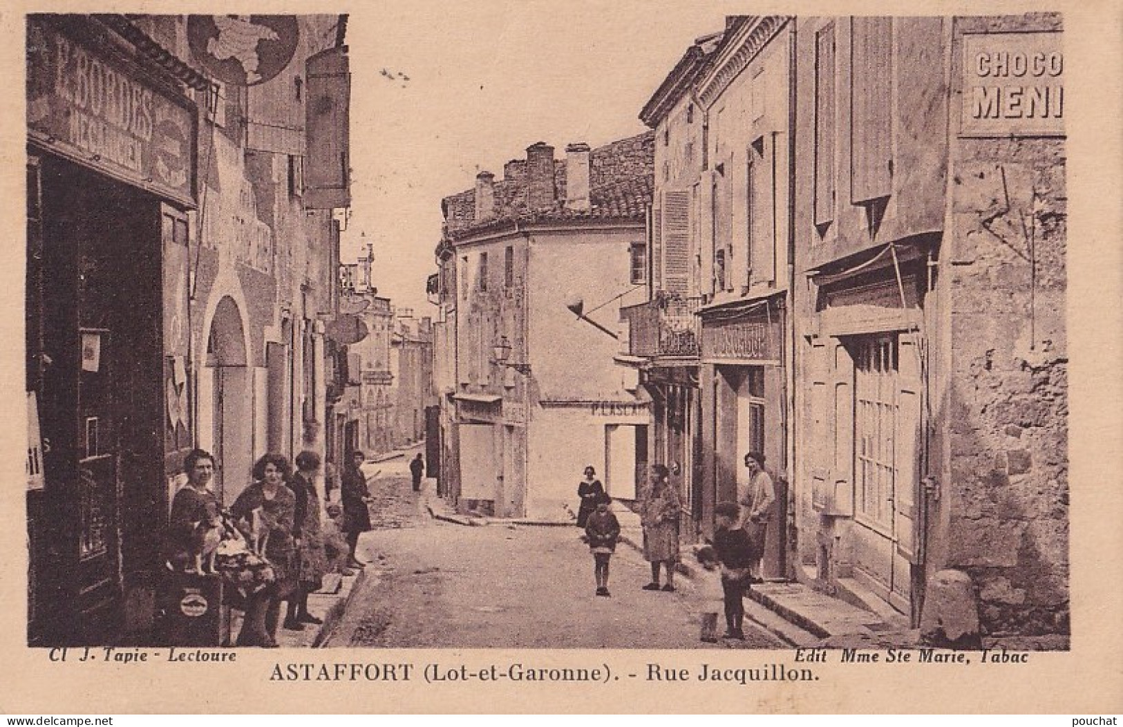 47) ASTAFFORT - RUE JAQUILLON - E. BORDES MECANICIEN - ANIMEE - HABITANTS - 1935 - (2 SCANS ) - Astaffort