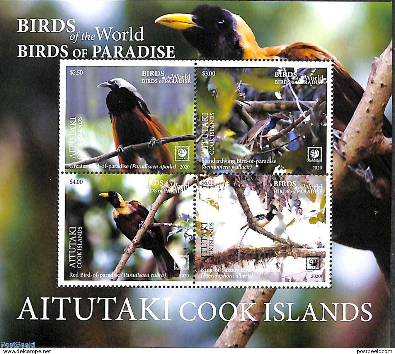 Aitutaki 2020 Paradise Birds S/s, Mint NH, Nature - Birds - Aitutaki