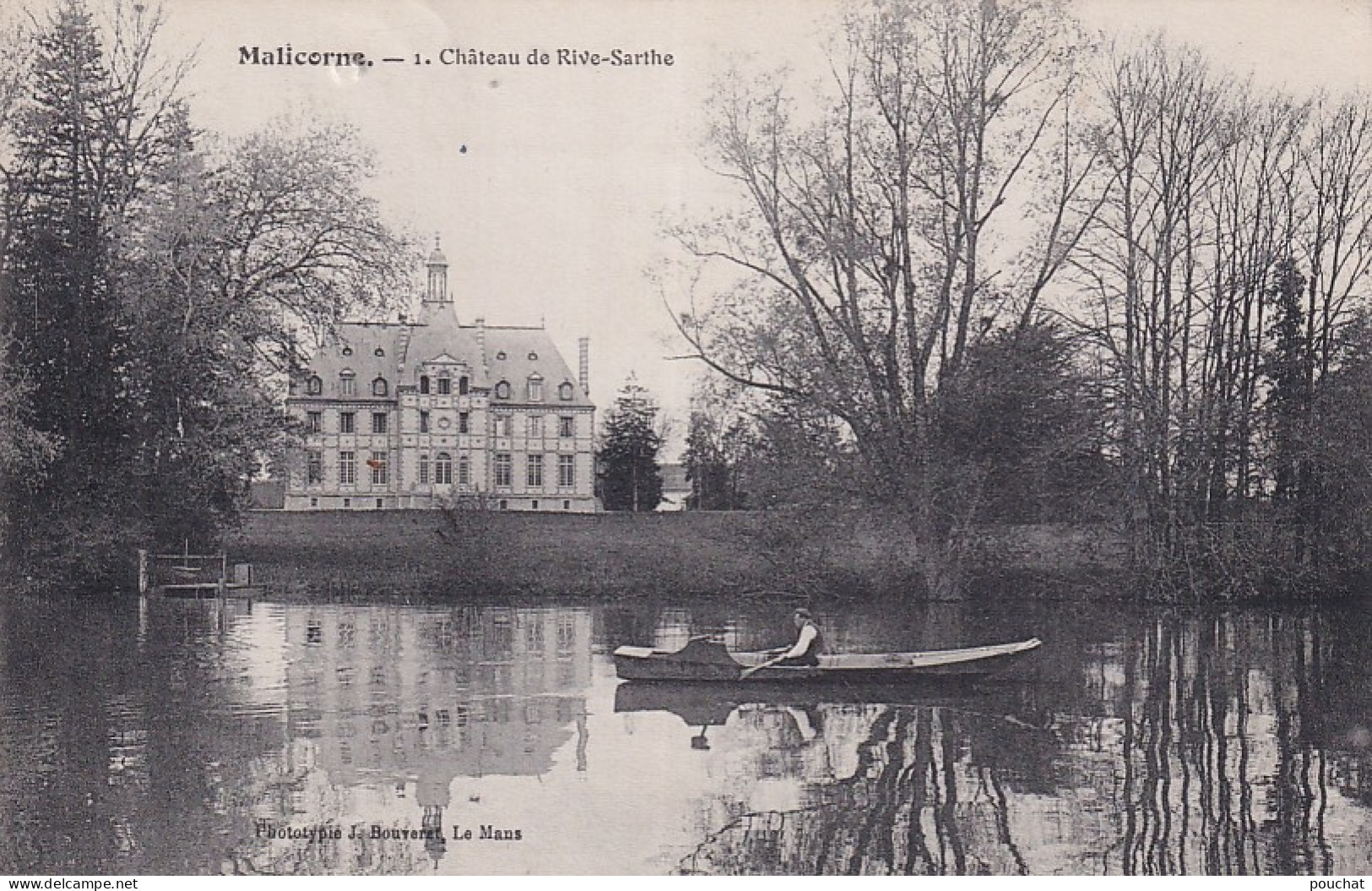 A16-72) MALICORNE (SARTHE) CHATEAU DE RIVE SARTHE  - ANIMEE - 1907 - ( 2 SCANS ) - Malicorne Sur Sarthe