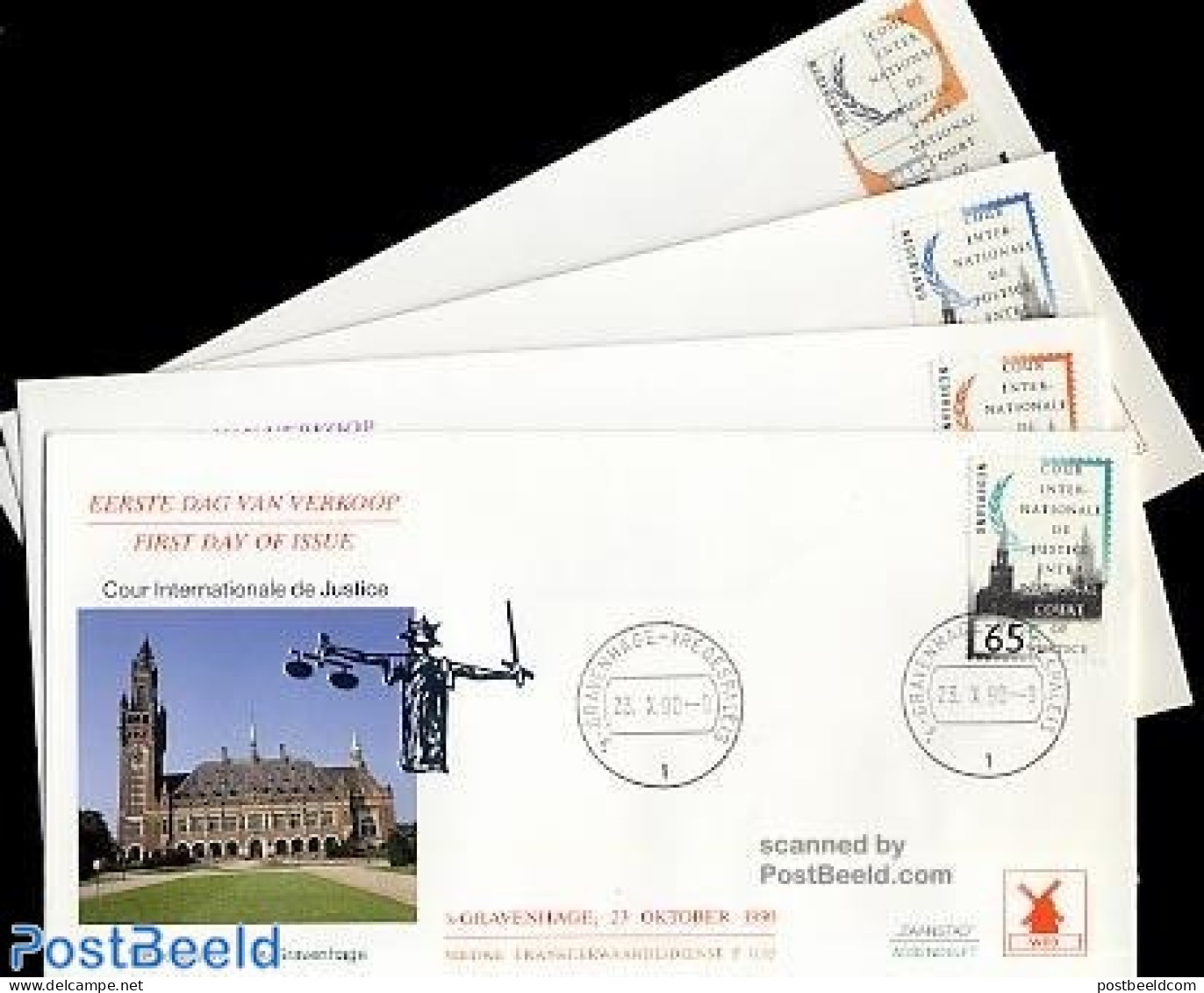 Netherlands 1990 COUR DE JUSTICE 4 FDCS, Mint NH - Ungebraucht