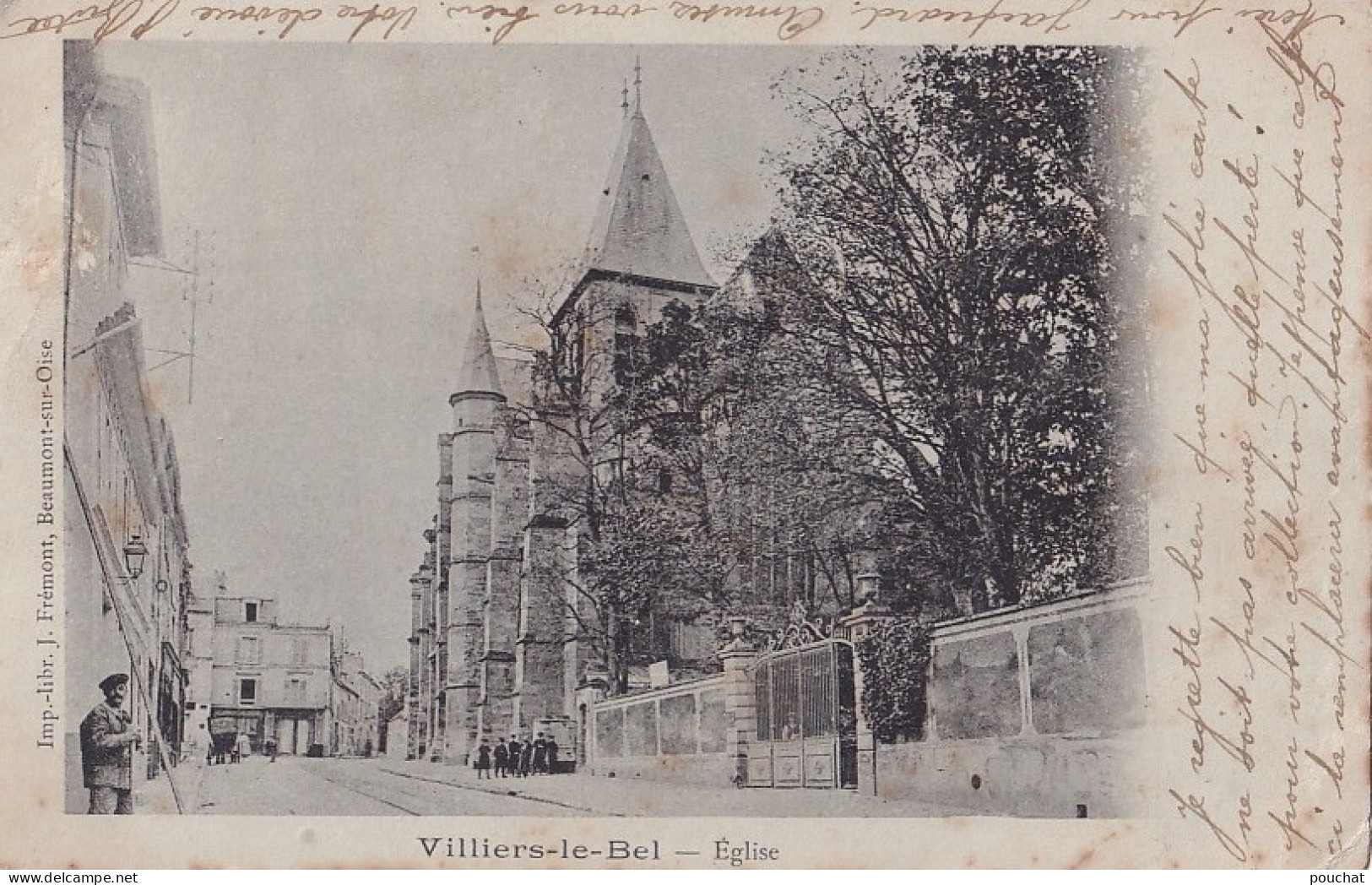 A22-95) VILLIERS LE BEL  - L ' EGLISE - ANIMEE - 1902 - ( 2 SCANS ) - Villiers Le Bel