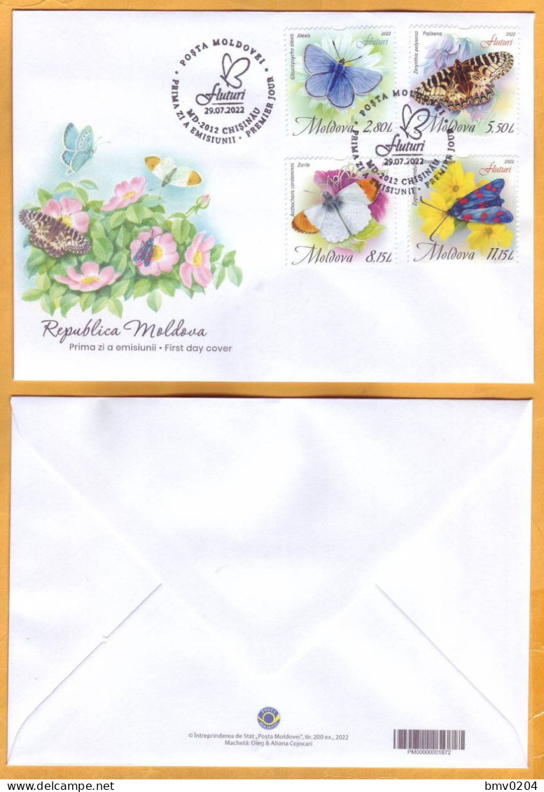 2022  Moldova Moldavie FDC  „Butterflies” - Vlinders