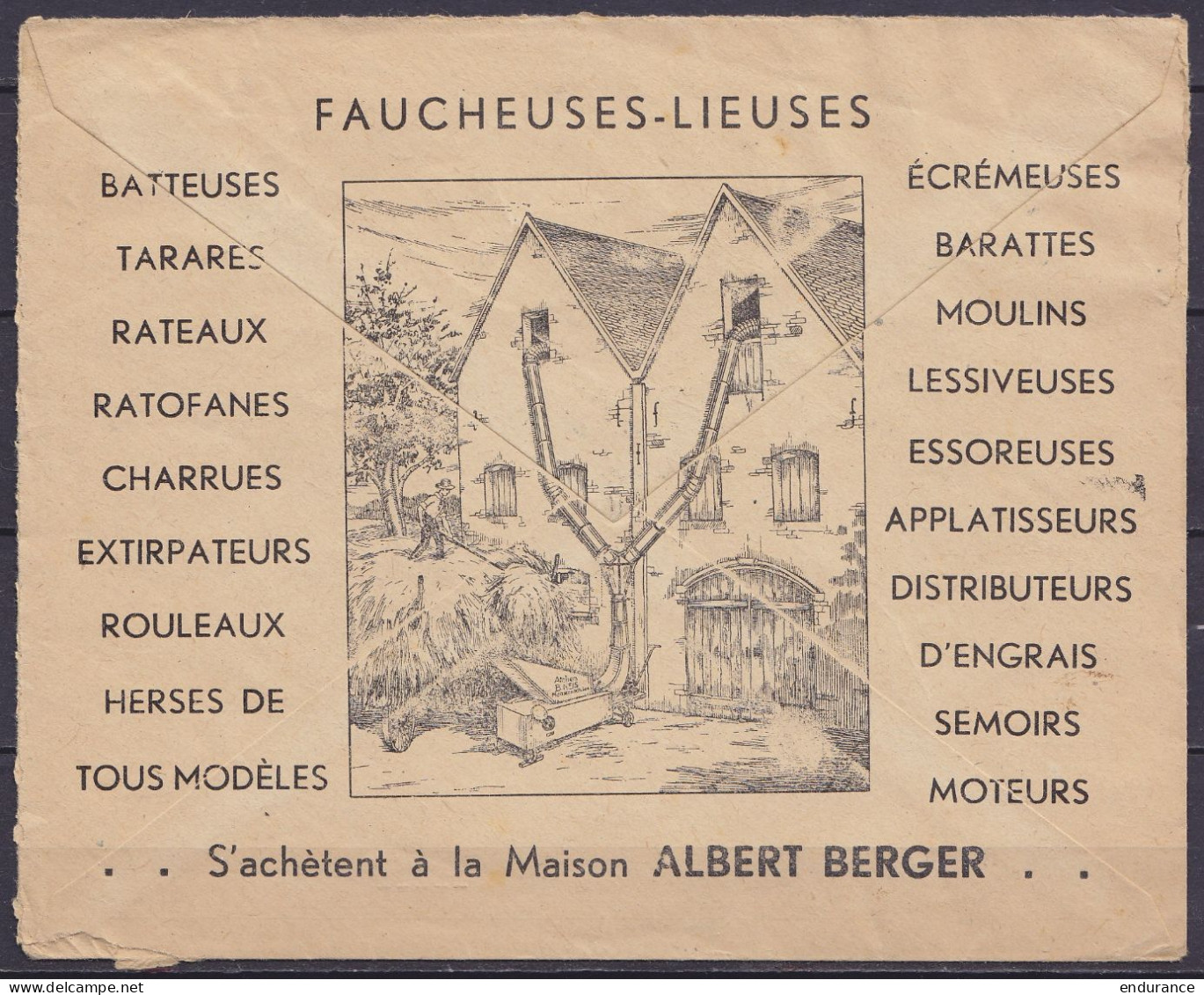L. "Machines Agricoles Berger" Par Avion Affr. N°678+696 Càd STAVELOT /11 XII 1945 Pour GOTEBORG (Suède) - Voir Publicit - 1936-1957 Open Collar