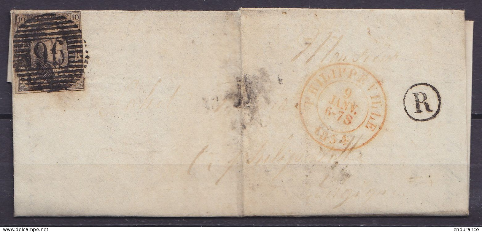 L. Affr. N°6 P96 Càd PHILIPPEVILLE /9 JANV 1854 Pour E/V - Boite "R" (état Moyen - Voir Scans) - 1851-1857 Medallions (6/8)