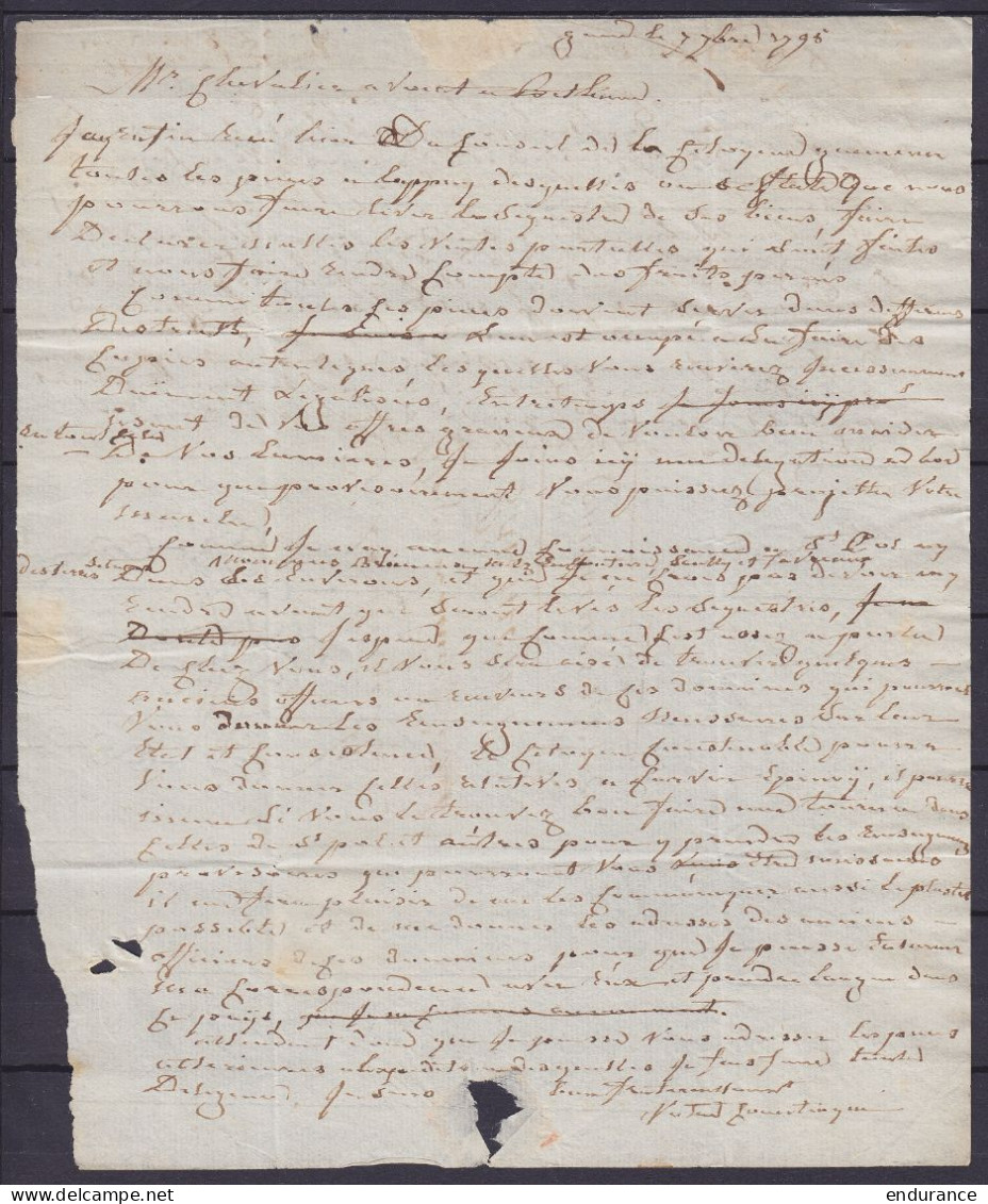 L. Datée 7 Septembre 1795 De GAND Pour COMMINES NORD - Marque (G) - Port "4" - 1794-1814 (Période Française)