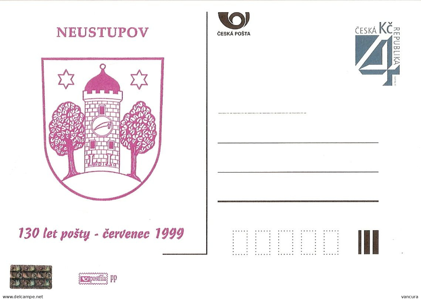 CDV B 171 Czech Republic Neustupov Coat Of Arms 1999 - Ansichtskarten