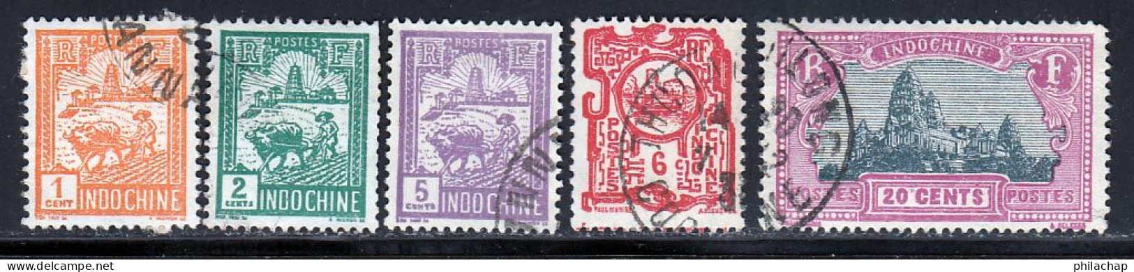 Indochine 1927 Yvert 127 - 128 - 131 - 132 - 140 (o) B Oblitere(s) - Used Stamps