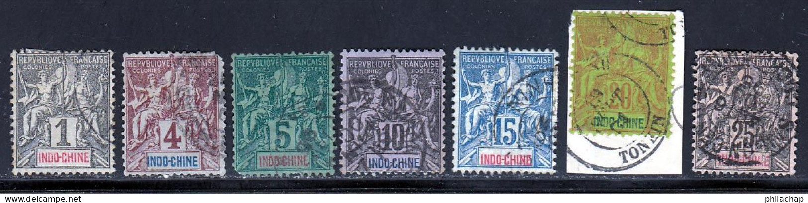Indochine 1892 Yvert 3 - 5 / 10 (o) B Oblitere(s) - Used Stamps