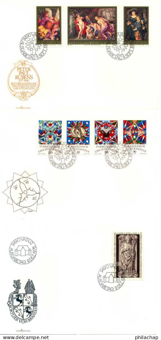 Liechtenstein FDC 1976 Yvert 596 / 602 - 607 (o) B Oblitere(s) - FDC