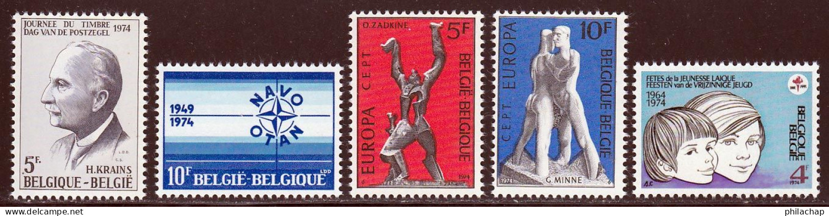 Belgique 1974 Yvert 1705 / 1709 ** TB - Unused Stamps