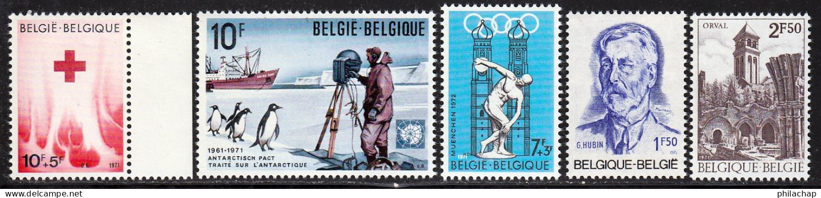 Belgique 1971 Yvert 1588 / 1592 ** TB - Neufs