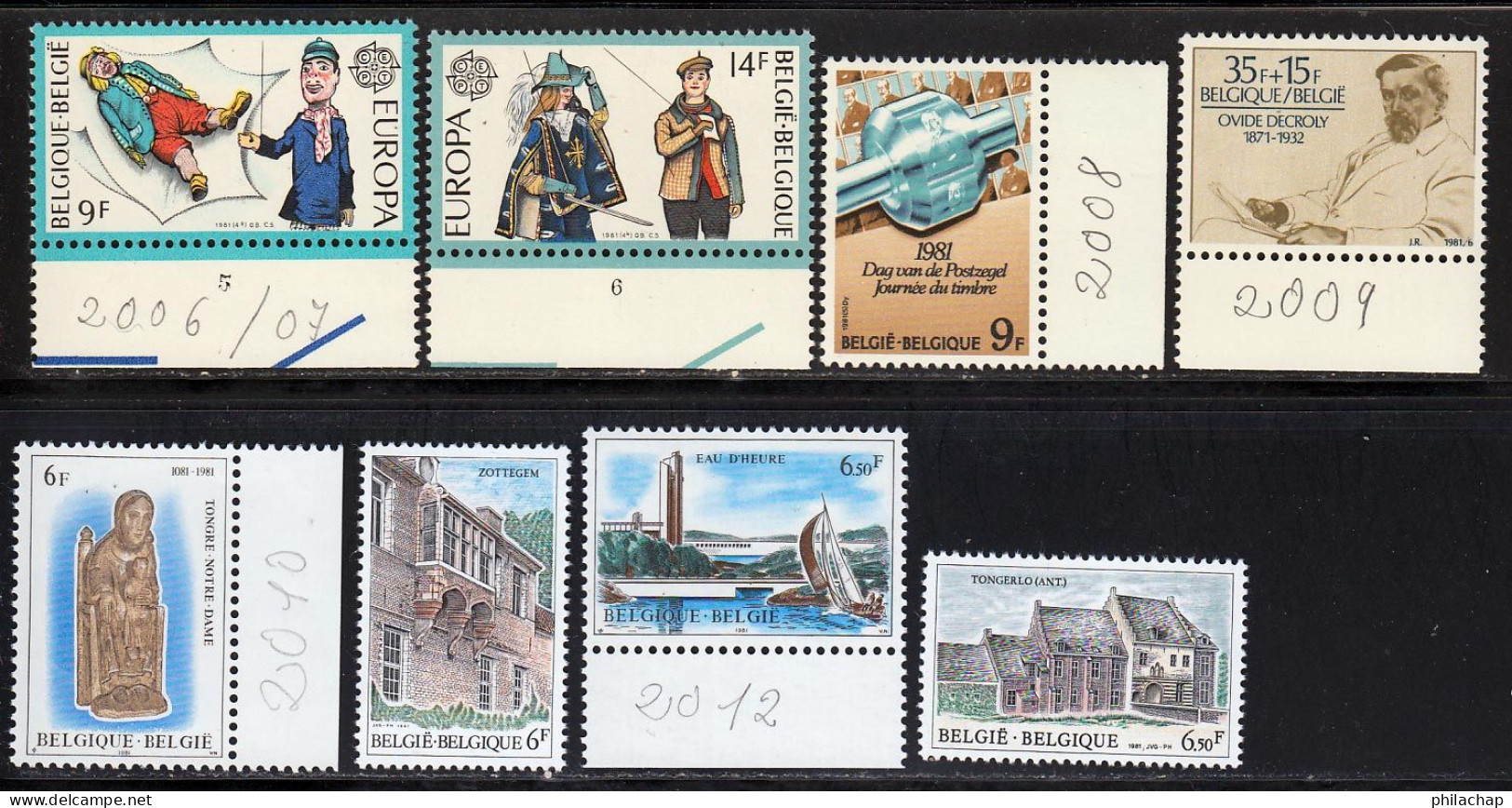 Belgique 1981 Yvert 2006 / 2013 ** TB - Unused Stamps