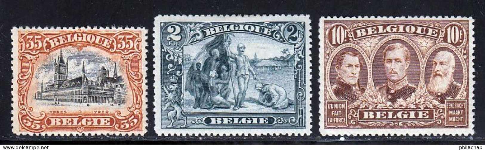 Belgique 1915 Yvert 142 - 146 - 149 * TB Charniere(s) - 1915-1920 Albert I