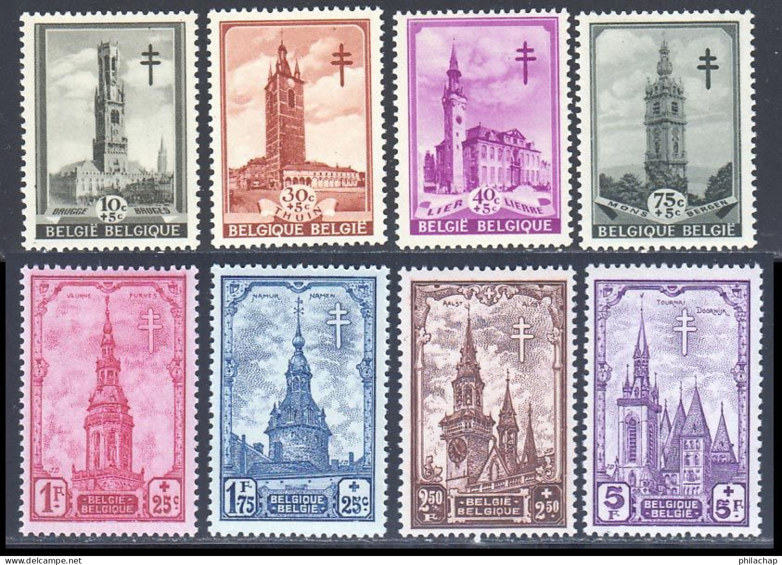 Belgique 1939 Yvert 519 / 526 ** TB - Neufs