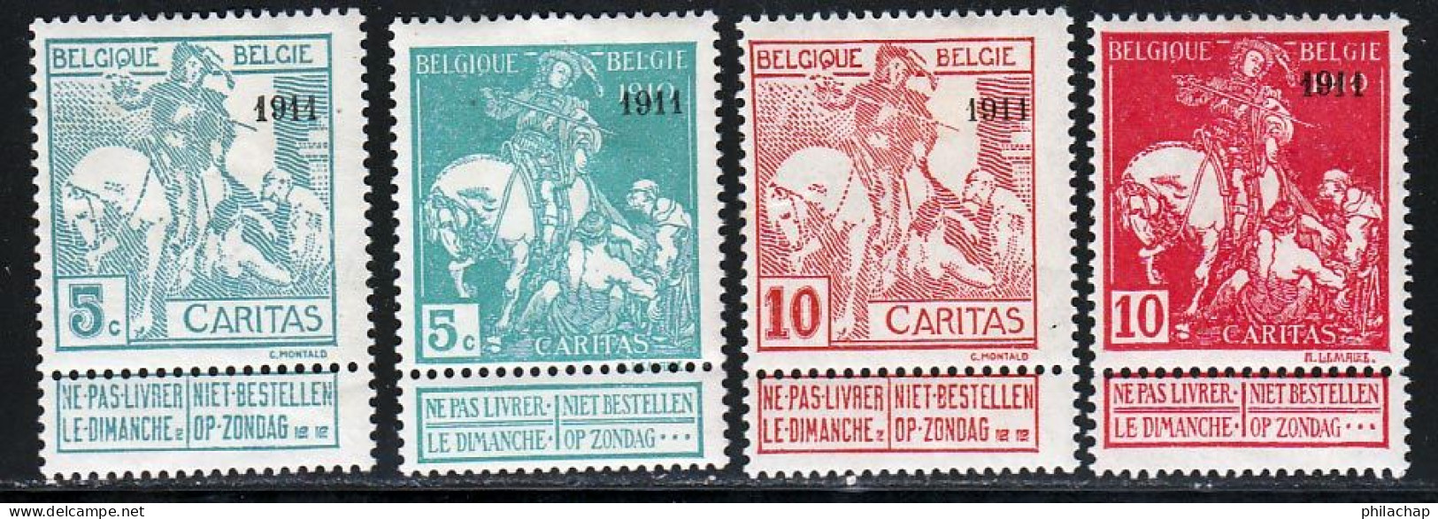 Belgique 1911 Yvert 96 / 99 * TB Charniere(s) - 1910-1911 Caritas