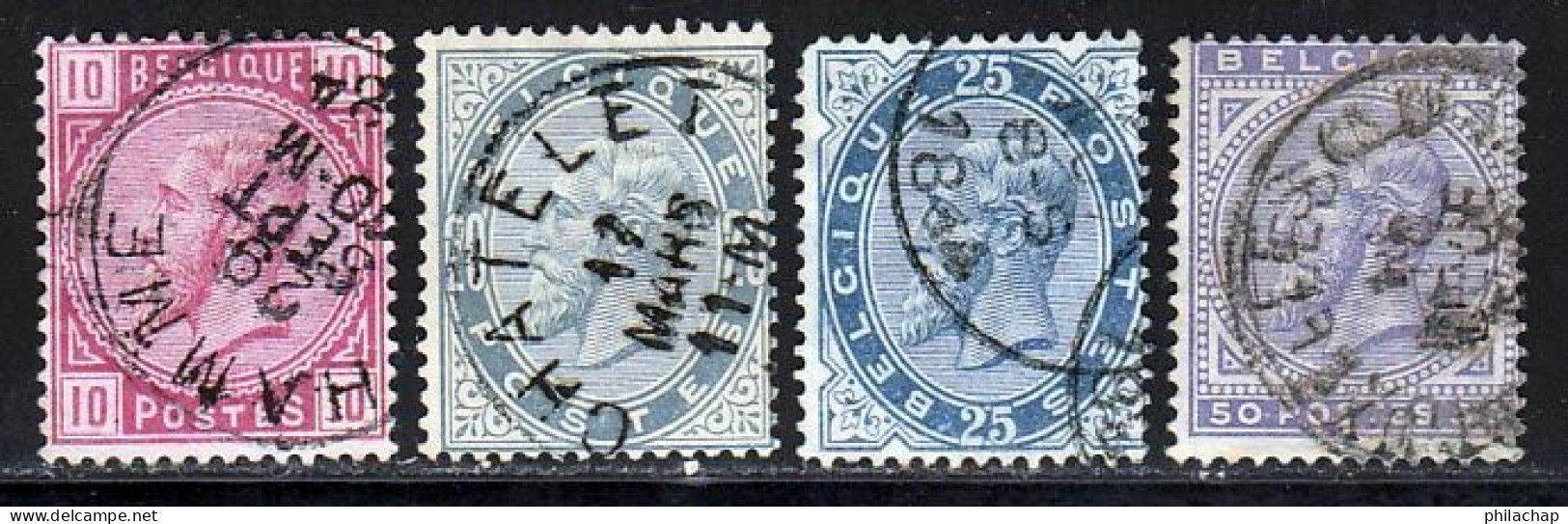 Belgique 1883 Yvert 38 / 41 (o) B Oblitere(s) - 1869-1883 Leopold II