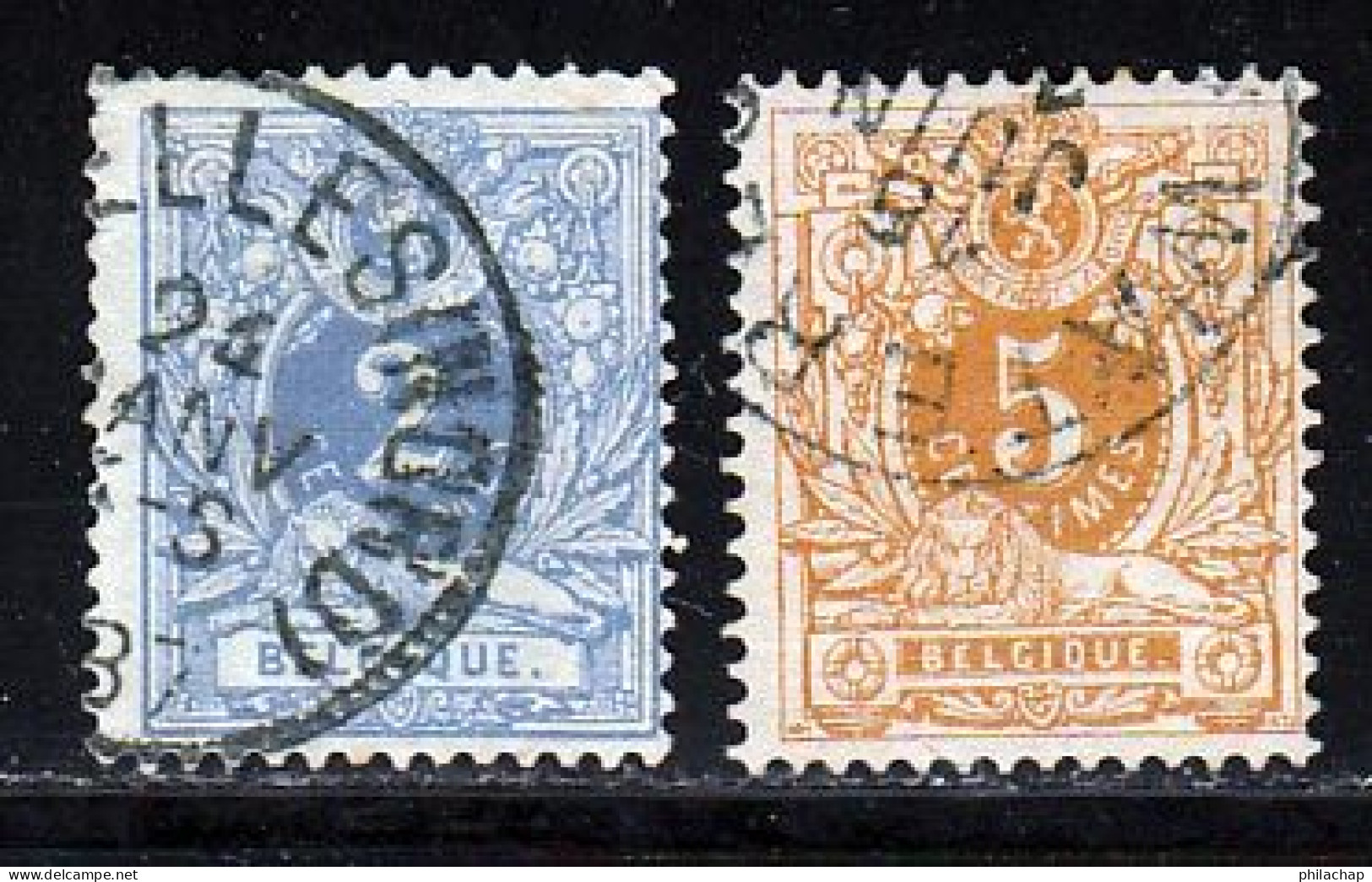 Belgique 1869 Yvert 27b / 28b (o) B Oblitere(s) - 1869-1888 Lying Lion