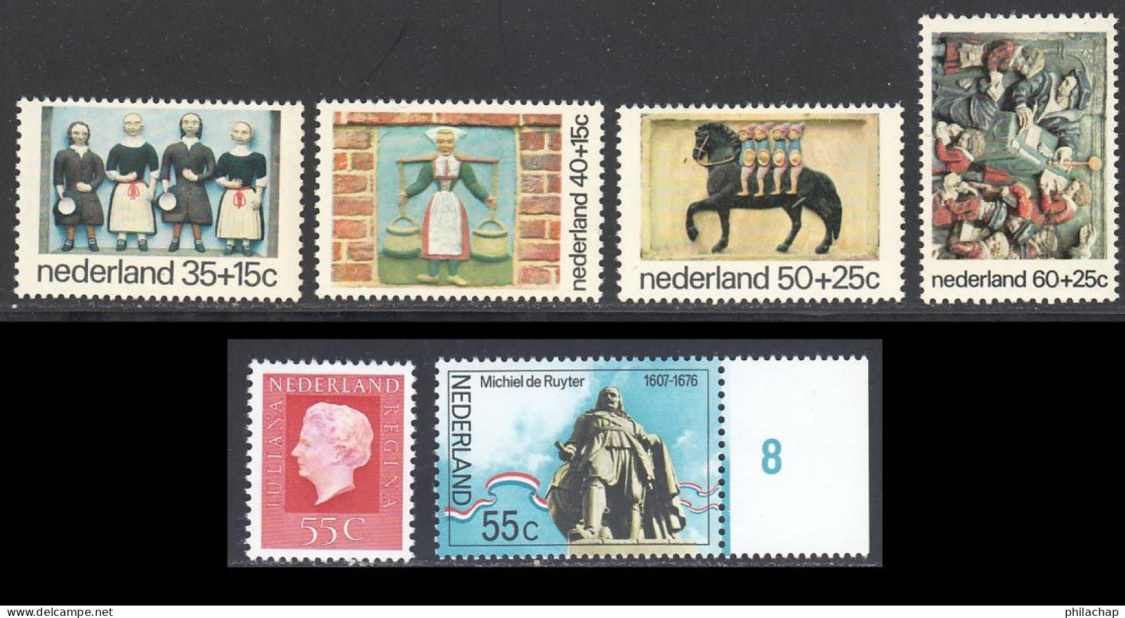 Pays-Bas 1976 Yvert 1030 / 1033 - 1035 - 1040 ** TB - Neufs