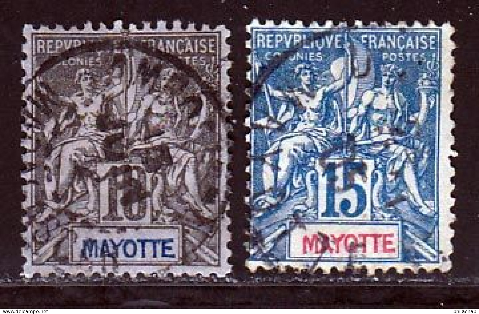 Mayotte 1892 Yvert 5 / 6 (o) B Oblitere(s) - Gebraucht