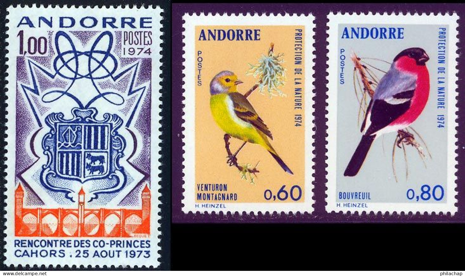 Andorre Francais 1974 Yvert 239 / 241 ** TB - Nuevos