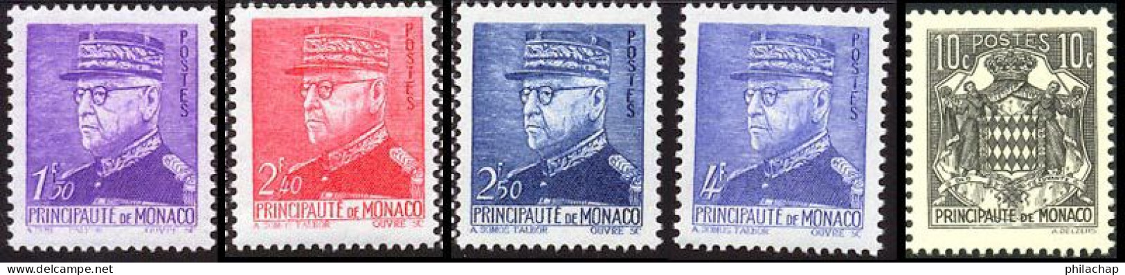 Monaco 1943 Yvert 230 / 233 - 249 ** TB - Nuovi