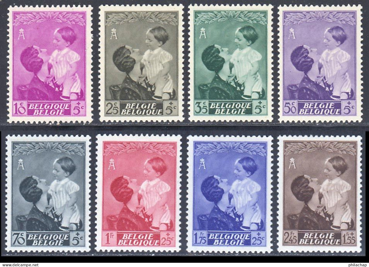 Belgique 1937 Yvert 447 / 454 * TB Charniere(s) - Unused Stamps