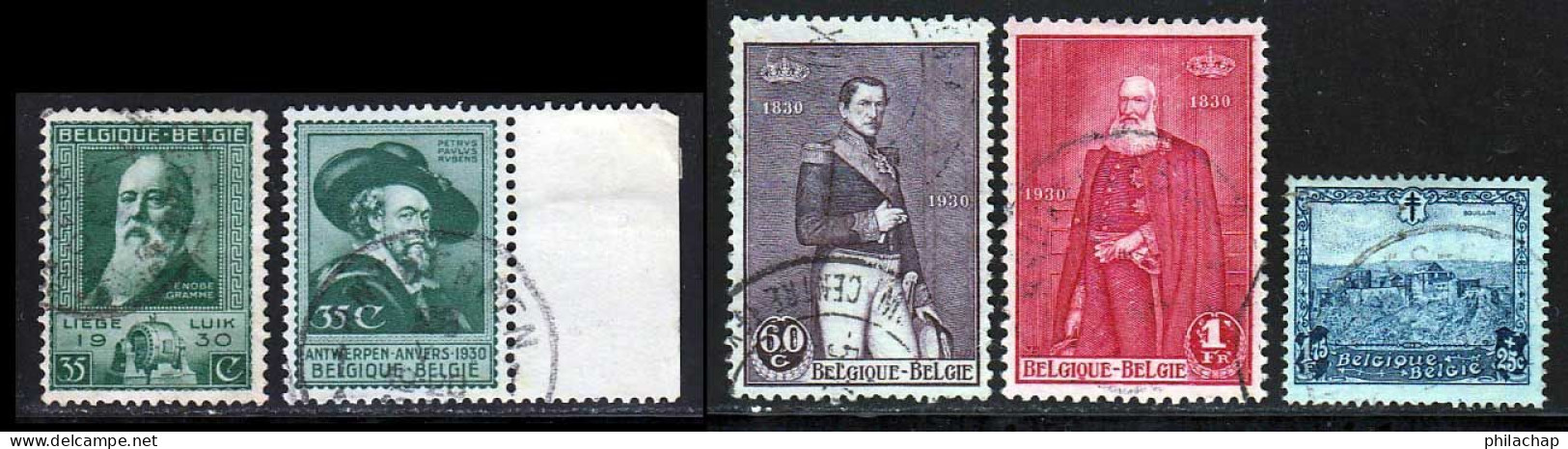 Belgique 1930 Yvert 299 - 300 - 302 - 303 - 313 (o) B Oblitere(s) - Used Stamps