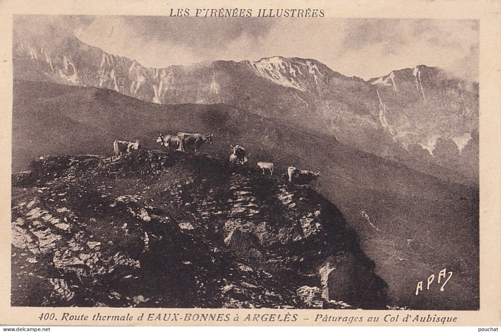 64) ROUTE THERMALE D ' EAUX BONNES  A ARGELES - PATURAGES AU COL D 'AUBISQUE - LES PYRENEES ILLUSTREES - 1946 - 2 SCANS  - Eaux Bonnes