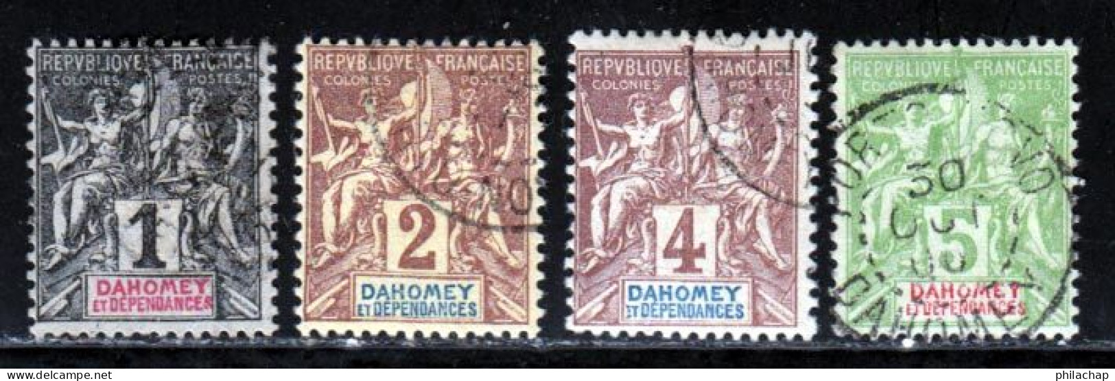 Dahomey 1901 Yvert 6 / 9 (o) B Oblitere(s) - Gebraucht