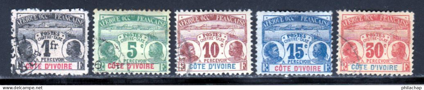 Cote D'Ivoire Taxe 1906 Yvert 1 / 3 - 5 - 8 (o) B Oblitere(s) - Oblitérés