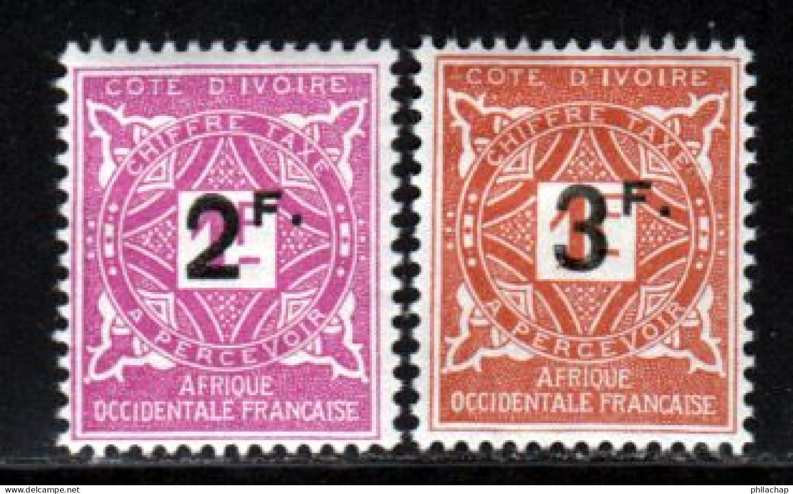 Cote D'Ivoire Taxe 1927 Yvert 17 / 18 * TB Charniere(s) - Unused Stamps