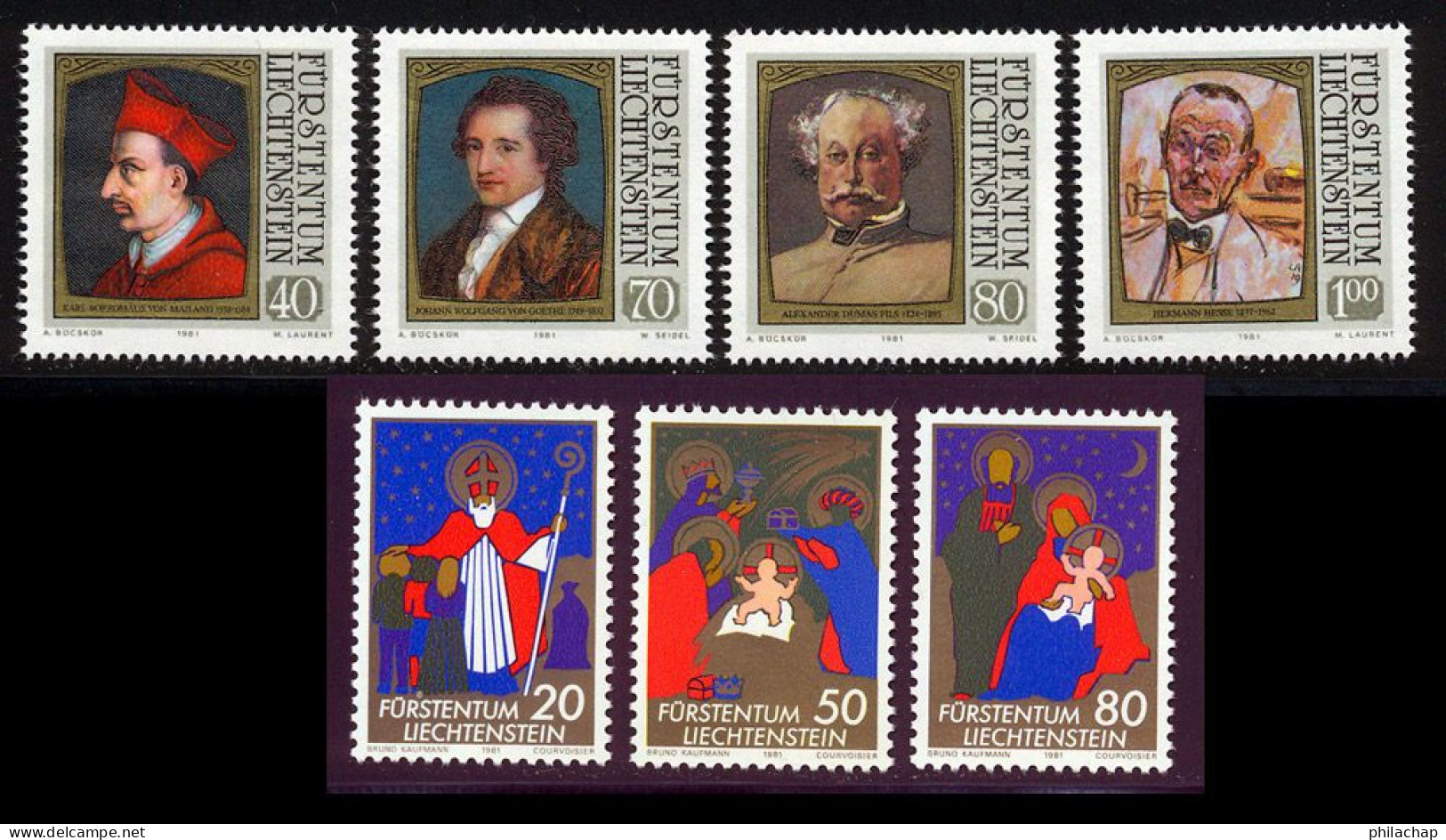 Liechtenstein 1981 Yvert 725 / 731 ** TB - Unused Stamps