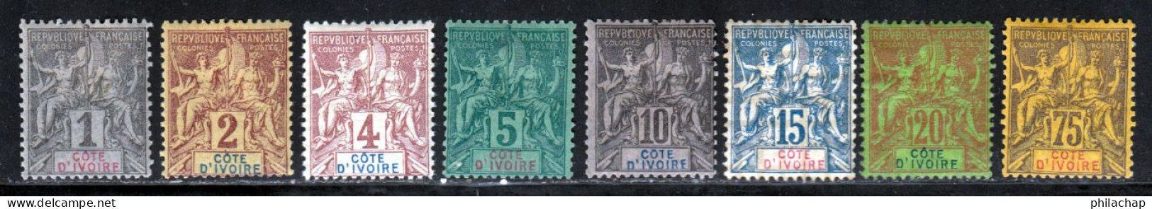 Cote D'Ivoire 1892 Yvert 1 / 7 - 12 * TB Charniere(s) - Unused Stamps