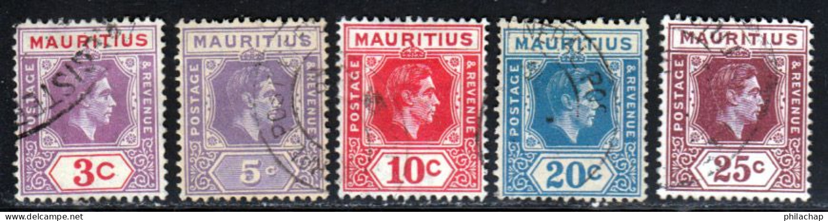 Maurice 1938 Yvert 202 - 204 - 205 - 207 -  208 (o) B Oblitere(s) - Mauritius (...-1967)