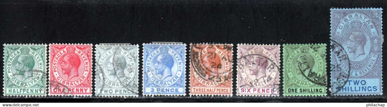 Gibraltar 1921 Yvert 73A-74-76-78-78A-79-81-82 (o) B Oblitere(s) - Gibilterra