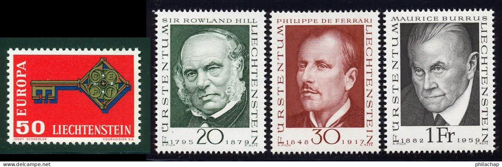 Liechtenstein 1968 Yvert 446 - 451 / 453 ** TB - Unused Stamps