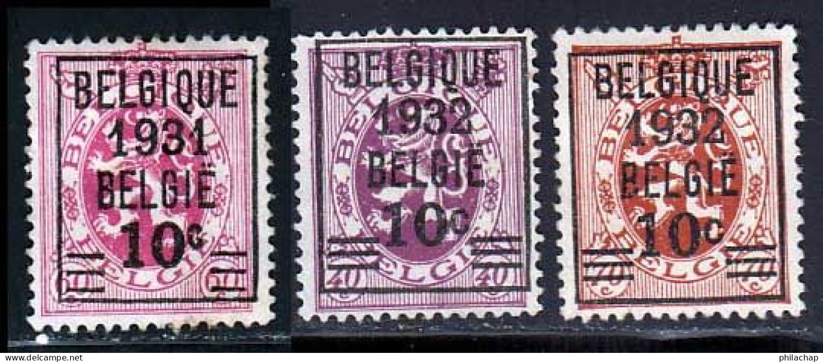 Belgique 1931 Yvert 316 - 333 - 334 (*) TB Neuf Sans Gomme - 1929-1937 Leone Araldico