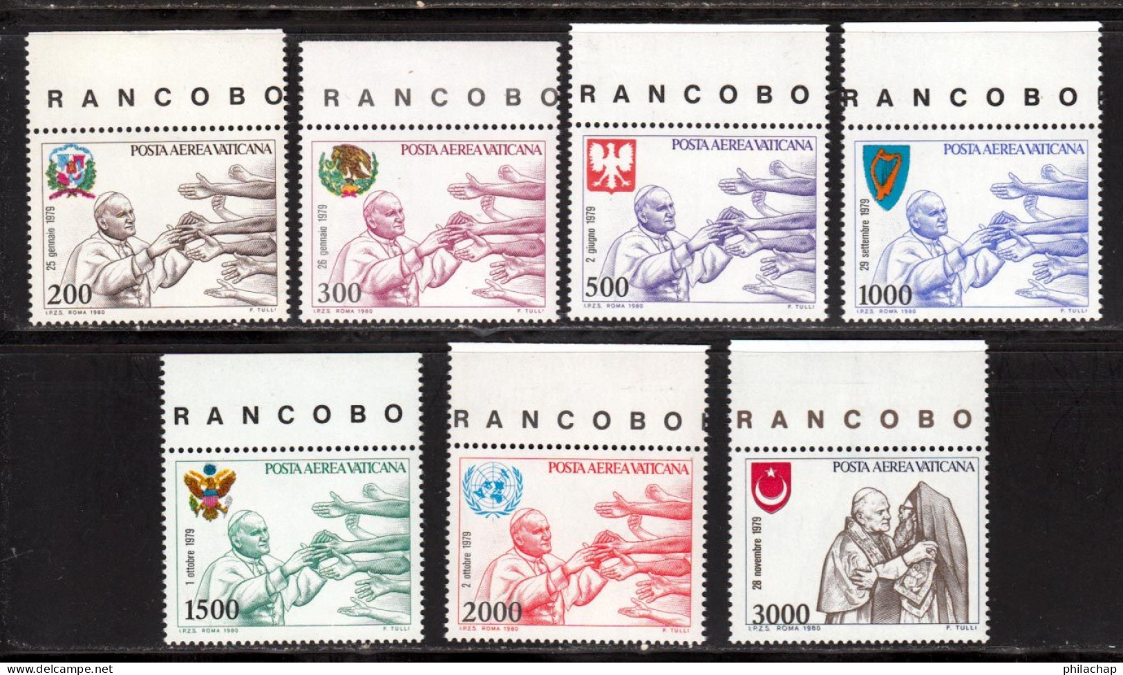 Vatican PA 1980 Yvert 66 / 72 ** TB Bord De Feuille - Luftpost