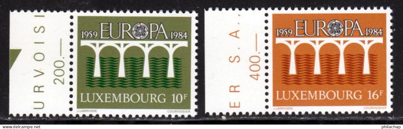 Luxembourg 1984 Yvert 1048 / 1049 ** TB Bord De Feuille - Ungebraucht